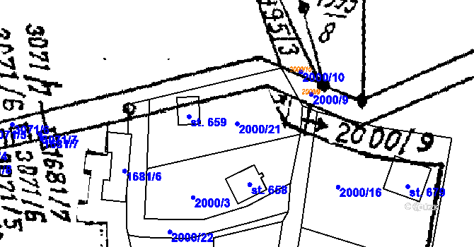 Parcela st. 2000/21 v KÚ Lančov, Katastrální mapa