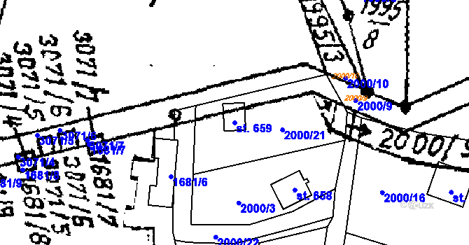 Parcela st. 659 v KÚ Lančov, Katastrální mapa