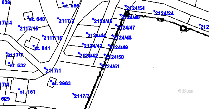 Parcela st. 2124/50 v KÚ Lančov, Katastrální mapa
