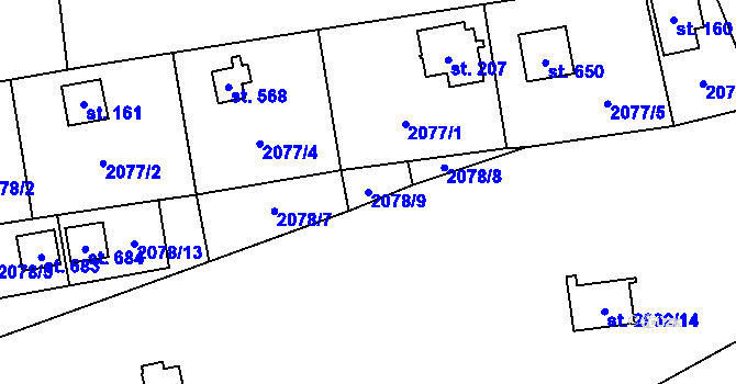 Parcela st. 2078/9 v KÚ Lančov, Katastrální mapa