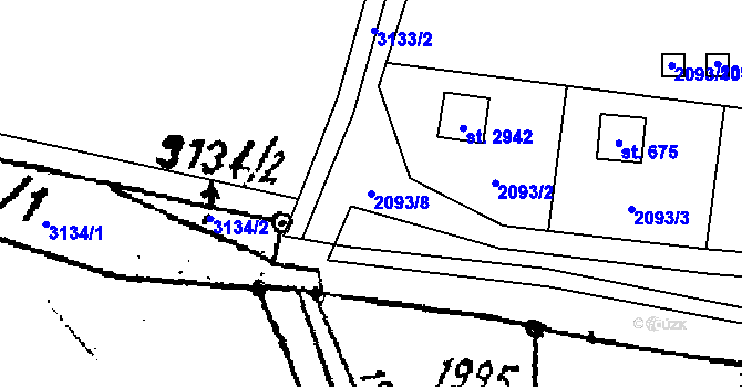 Parcela st. 2093/8 v KÚ Lančov, Katastrální mapa
