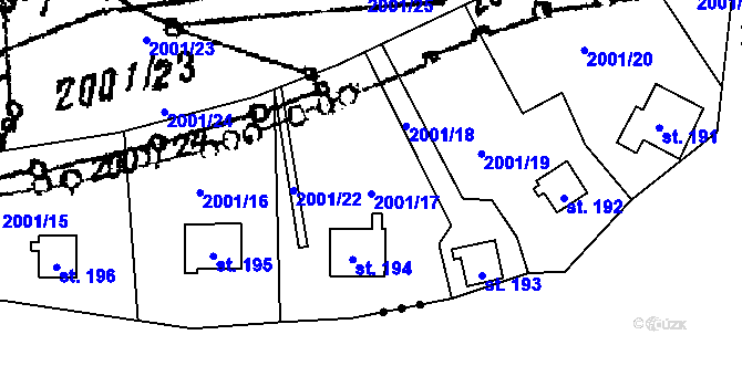 Parcela st. 2001/17 v KÚ Lančov, Katastrální mapa