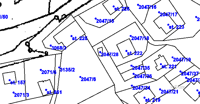 Parcela st. 2047/28 v KÚ Lančov, Katastrální mapa