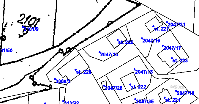 Parcela st. 2047/15 v KÚ Lančov, Katastrální mapa