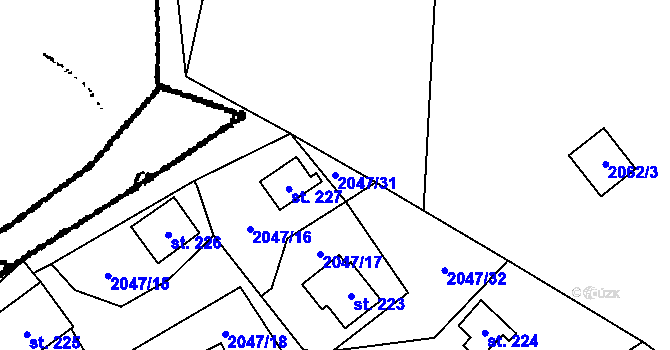 Parcela st. 2047/31 v KÚ Lančov, Katastrální mapa