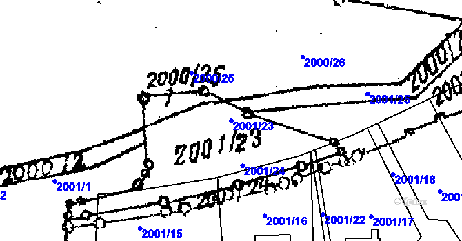 Parcela st. 2001/23 v KÚ Lančov, Katastrální mapa