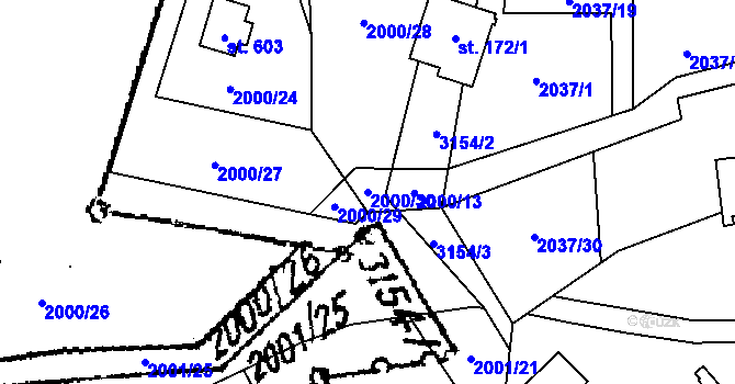 Parcela st. 2000/30 v KÚ Lančov, Katastrální mapa