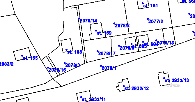 Parcela st. 2078/17 v KÚ Lančov, Katastrální mapa