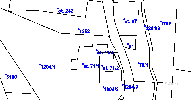Parcela st. 71/3 v KÚ Horní Lánov, Katastrální mapa