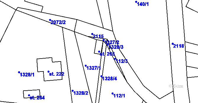 Parcela st. 265 v KÚ Horní Lánov, Katastrální mapa