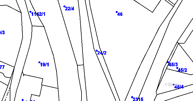 Parcela st. 24/2 v KÚ Horní Lánov, Katastrální mapa
