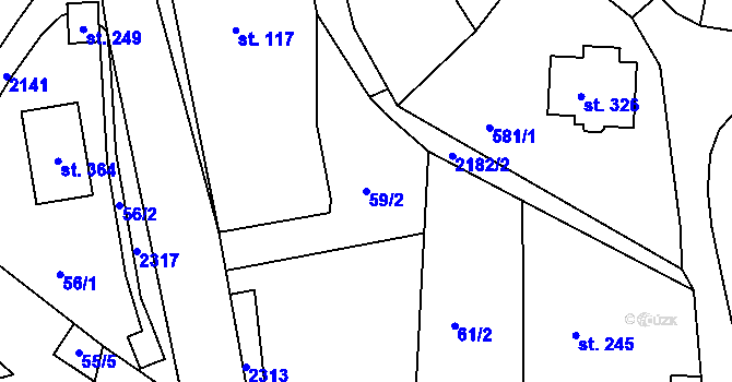 Parcela st. 59/2 v KÚ Horní Lánov, Katastrální mapa