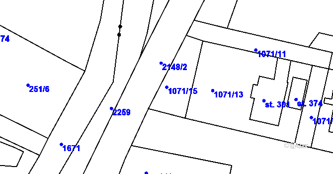 Parcela st. 1071/15 v KÚ Horní Lánov, Katastrální mapa