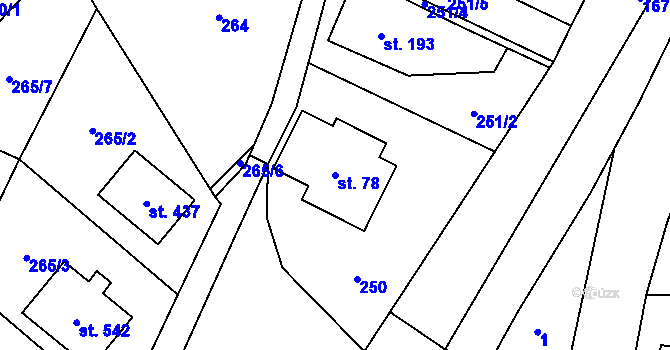 Parcela st. 78 v KÚ Prostřední Lánov, Katastrální mapa