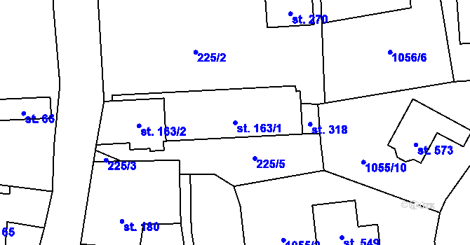 Parcela st. 163/1 v KÚ Prostřední Lánov, Katastrální mapa
