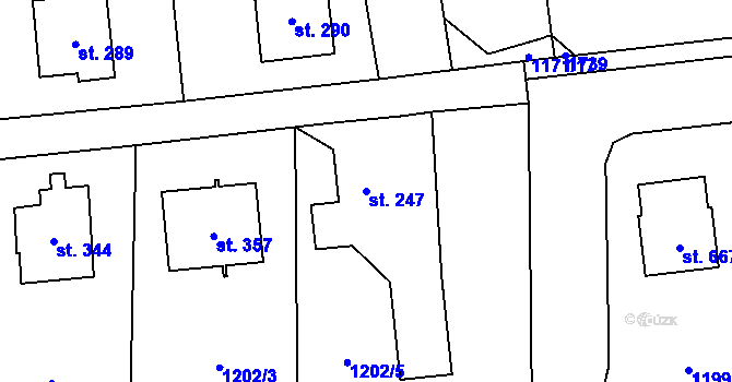 Parcela st. 247 v KÚ Prostřední Lánov, Katastrální mapa