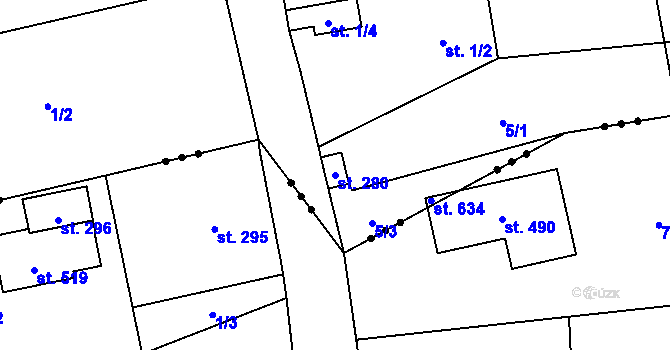 Parcela st. 280 v KÚ Prostřední Lánov, Katastrální mapa