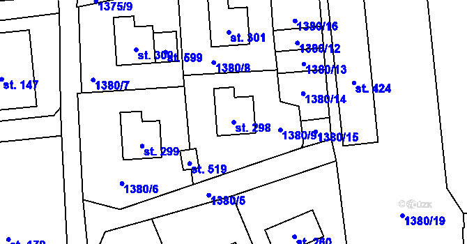 Parcela st. 298 v KÚ Prostřední Lánov, Katastrální mapa