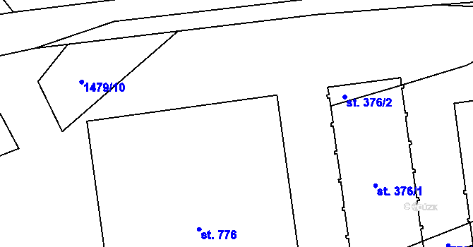 Parcela st. 375/2 v KÚ Prostřední Lánov, Katastrální mapa