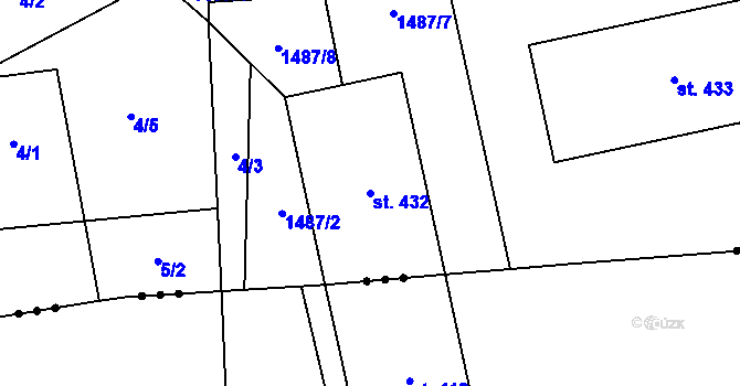 Parcela st. 432 v KÚ Prostřední Lánov, Katastrální mapa