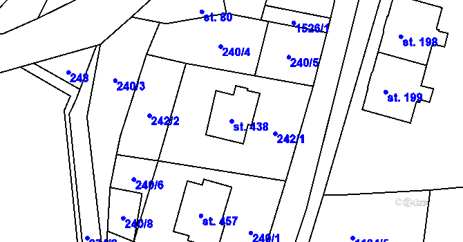 Parcela st. 438 v KÚ Prostřední Lánov, Katastrální mapa
