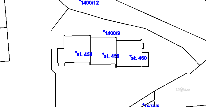 Parcela st. 459 v KÚ Prostřední Lánov, Katastrální mapa