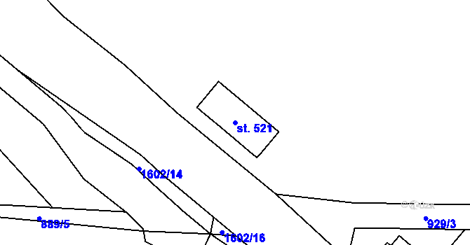 Parcela st. 521 v KÚ Prostřední Lánov, Katastrální mapa