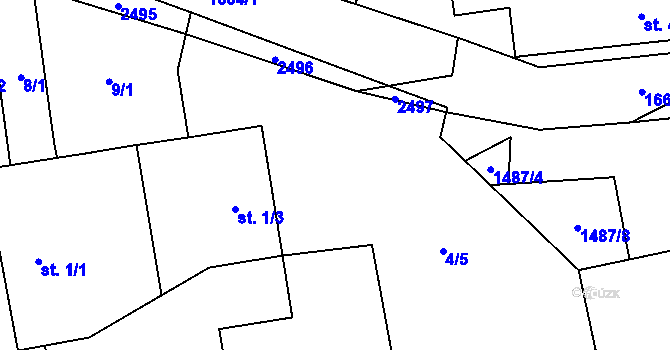 Parcela st. 4/2 v KÚ Prostřední Lánov, Katastrální mapa