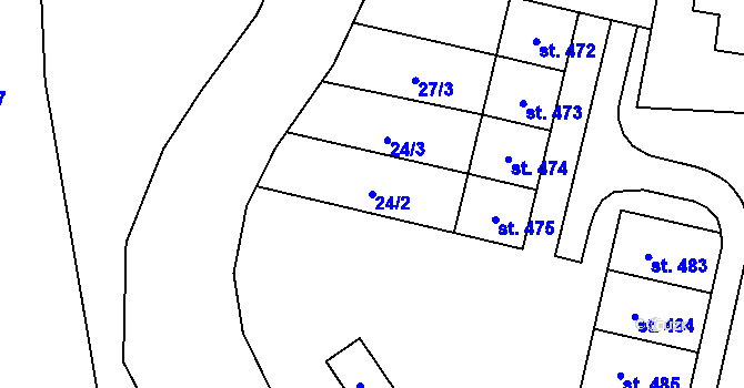 Parcela st. 24/2 v KÚ Prostřední Lánov, Katastrální mapa