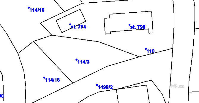 Parcela st. 114/17 v KÚ Prostřední Lánov, Katastrální mapa