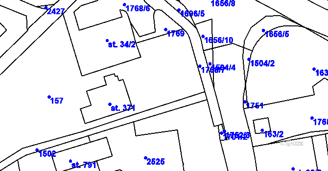 Parcela st. 160 v KÚ Prostřední Lánov, Katastrální mapa