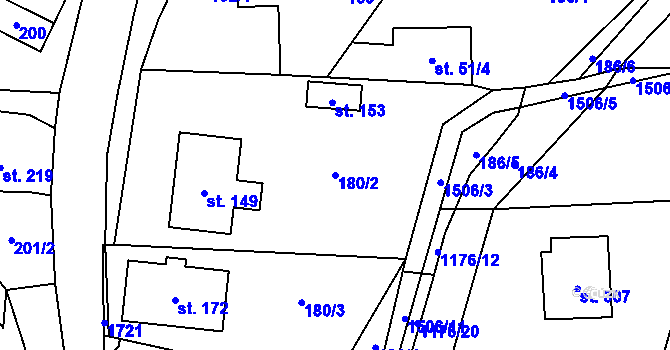 Parcela st. 180/2 v KÚ Prostřední Lánov, Katastrální mapa