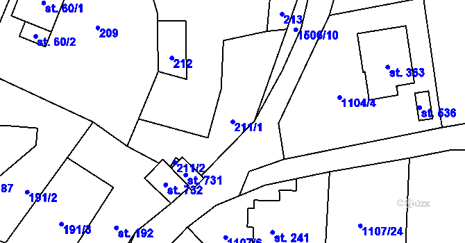 Parcela st. 211/1 v KÚ Prostřední Lánov, Katastrální mapa