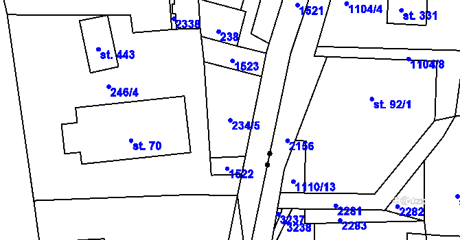 Parcela st. 234/5 v KÚ Prostřední Lánov, Katastrální mapa