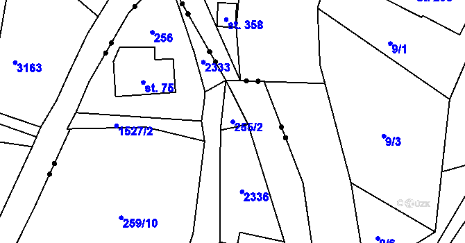 Parcela st. 255/2 v KÚ Prostřední Lánov, Katastrální mapa