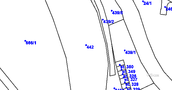 Parcela st. 442 v KÚ Prostřední Lánov, Katastrální mapa