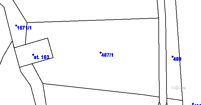 Parcela st. 487/1 v KÚ Prostřední Lánov, Katastrální mapa