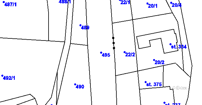 Parcela st. 495 v KÚ Prostřední Lánov, Katastrální mapa