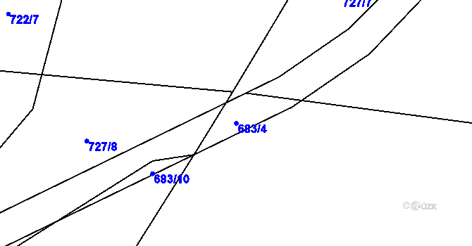 Parcela st. 683/4 v KÚ Prostřední Lánov, Katastrální mapa