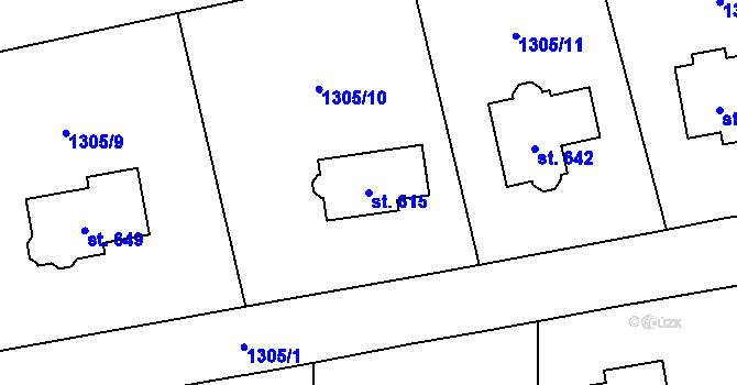 Parcela st. 615 v KÚ Prostřední Lánov, Katastrální mapa