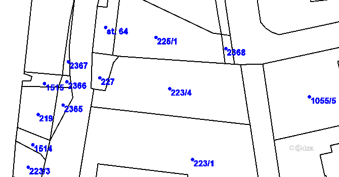 Parcela st. 223/4 v KÚ Prostřední Lánov, Katastrální mapa