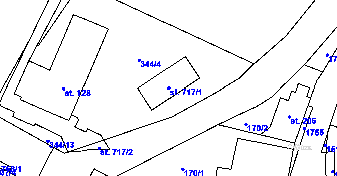 Parcela st. 717/1 v KÚ Prostřední Lánov, Katastrální mapa