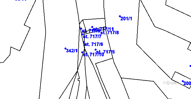 Parcela st. 717/5 v KÚ Prostřední Lánov, Katastrální mapa