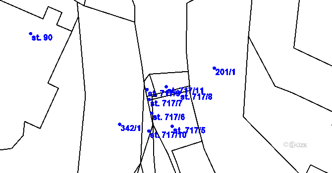 Parcela st. 717/11 v KÚ Prostřední Lánov, Katastrální mapa