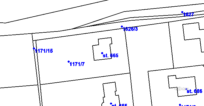 Parcela st. 665 v KÚ Prostřední Lánov, Katastrální mapa