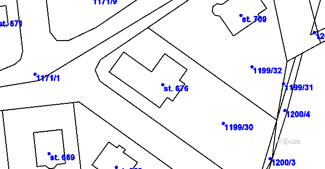 Parcela st. 676 v KÚ Prostřední Lánov, Katastrální mapa