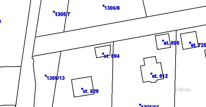 Parcela st. 694 v KÚ Prostřední Lánov, Katastrální mapa