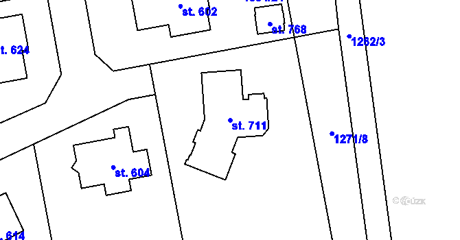 Parcela st. 711 v KÚ Prostřední Lánov, Katastrální mapa