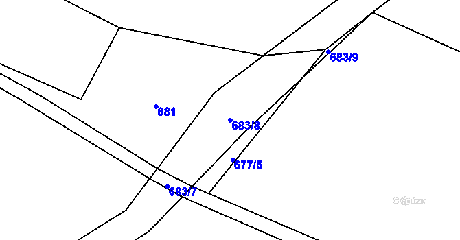 Parcela st. 683/8 v KÚ Prostřední Lánov, Katastrální mapa