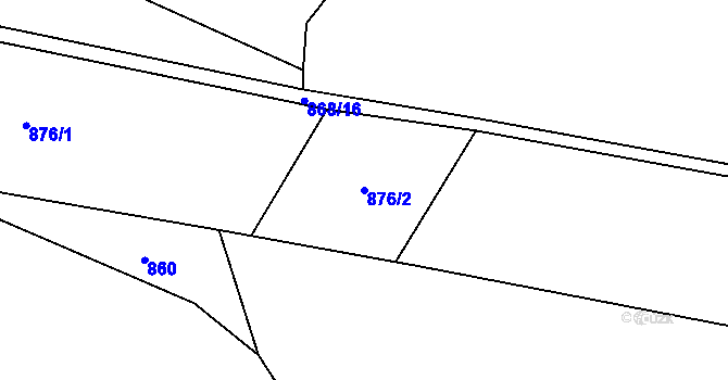 Parcela st. 876/2 v KÚ Prostřední Lánov, Katastrální mapa